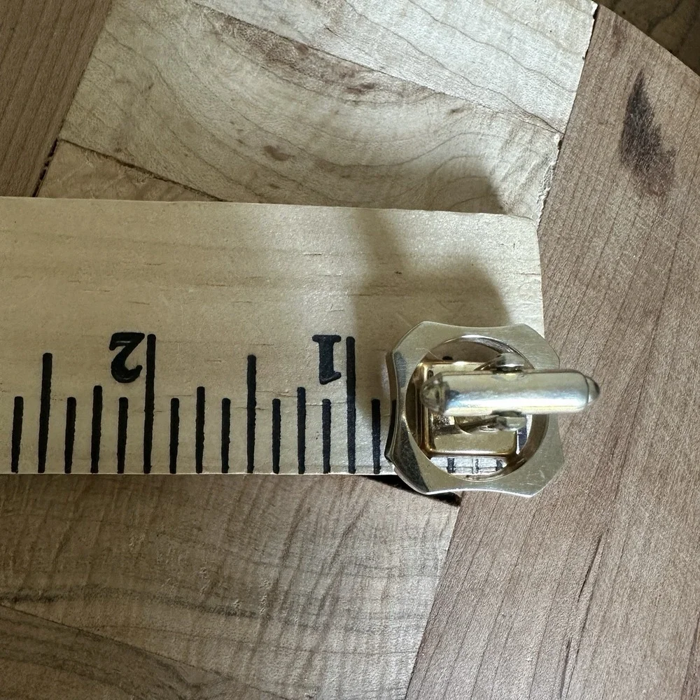 Vintage Dante Cufflinks 0.875 Inch Art‎ Deco Mother of Pearl Gold Plated Signed